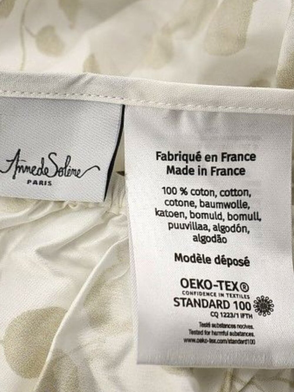 Anne De Solene Paris Rosee Beige KING Cotton Sateen Fitted Sheet